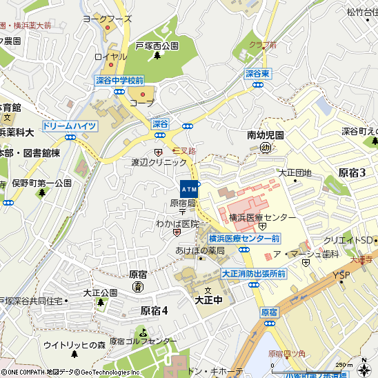 戸塚原宿付近の地図